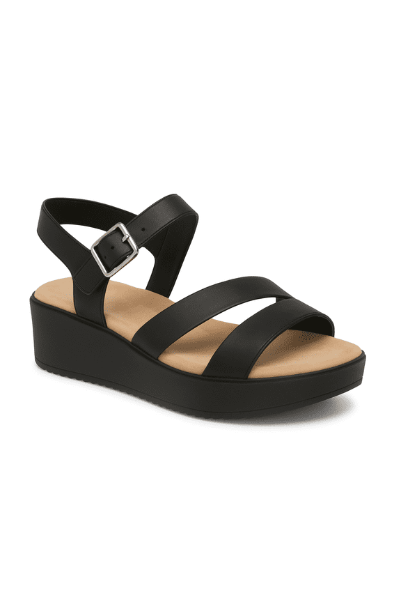Cessey Flatform Sandals for Women, Black, Size 10M