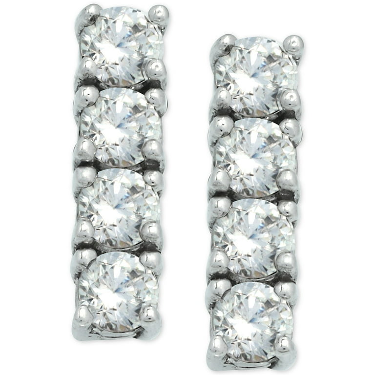 Cubic zirconia bar earrings clearance