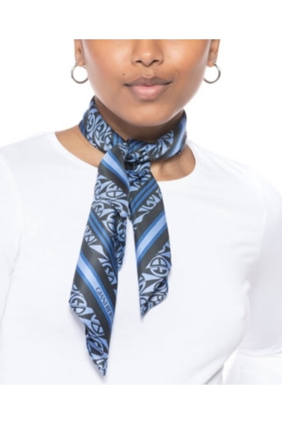 Logo Diamond Printed Bandana Scarf, Blue