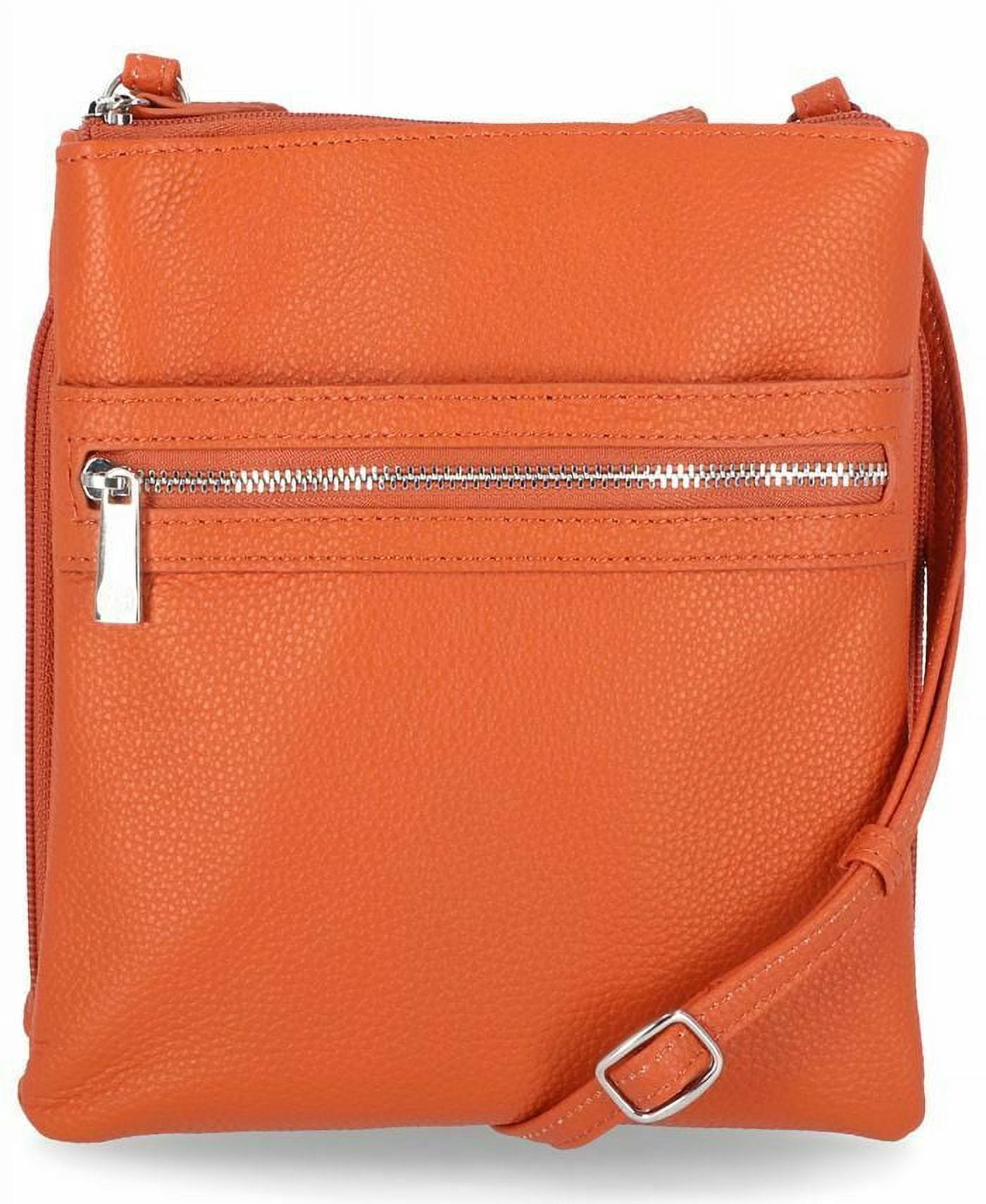 Giani Bernini Pebble Leather Triple Zip Crossbody Orange Purse Walmart