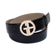 Giani Bernini Womens Signature-Buckle Panel Belt, Black, Small