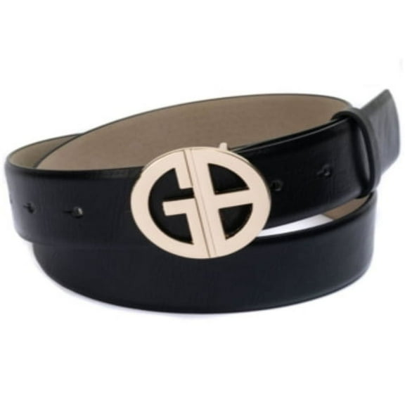 Giani Bernini Women's Signature-Buckle Panel Belt, Black, X-Large