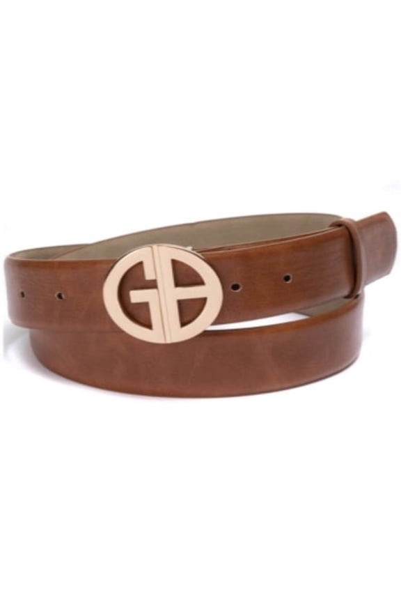Women's Signature-Buckle Panel Belt, Khaki, Large