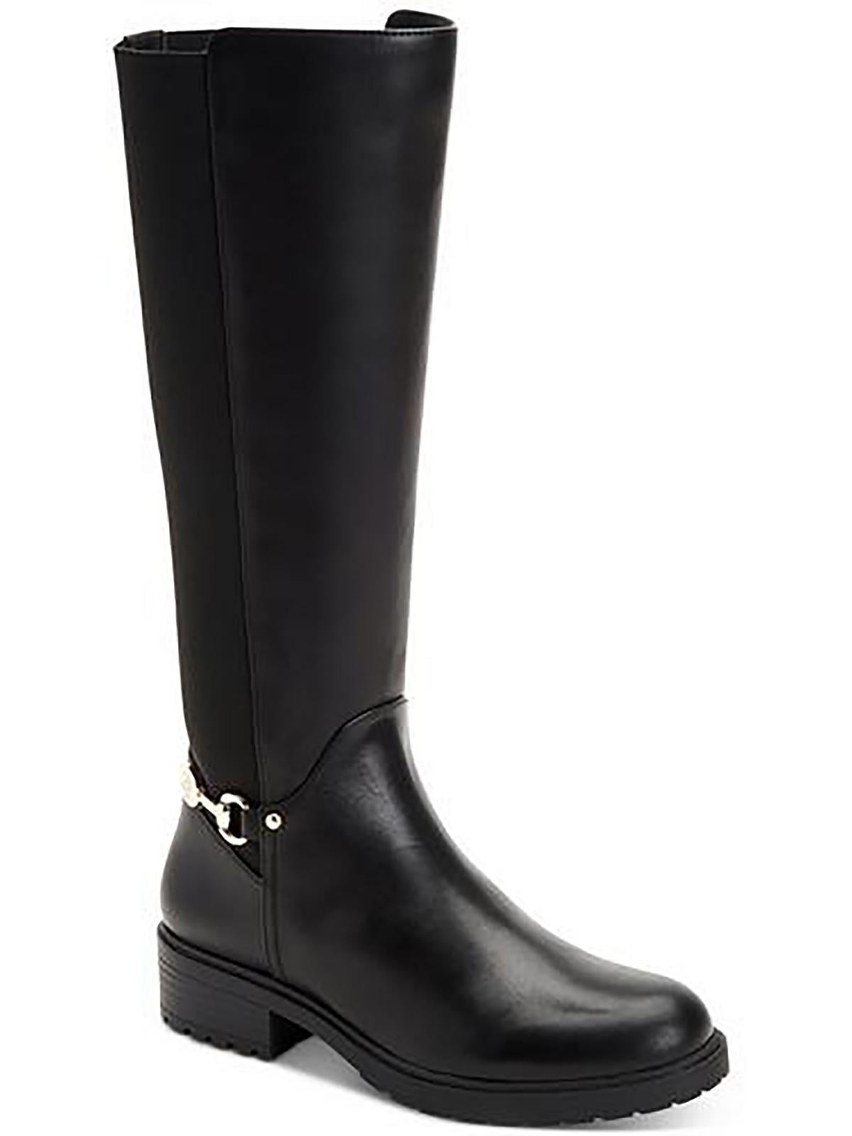 GIANI BERNINI Womens Brown Buckle Accent Barnibee Round Toe Block Heel Zip-Up Leather Riding Boot M