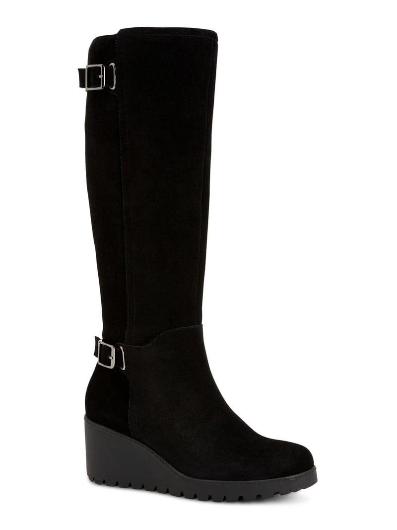 black wedge dress boots Giani Bernini Womens Buckle Accent Round Toe Zip-Up 6.5 day comfort