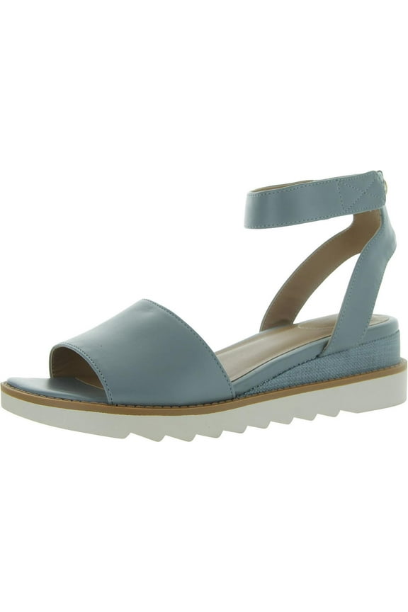 Womens Constancia Faux Leather Peep-Toe Wedge Sandals