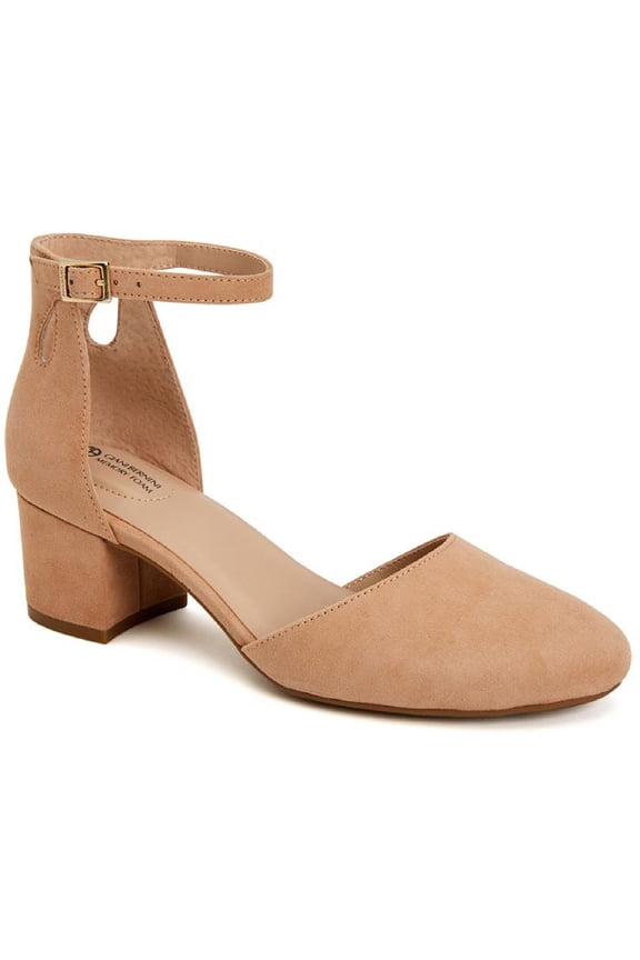 Womens Izzeel Suede Ankle Strap Block Heels