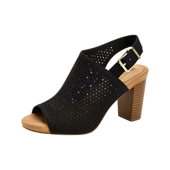 Giani Bernini Womens Jabril Faux Leather Heel Sandals Black 9.5 Wide (C,D,W)