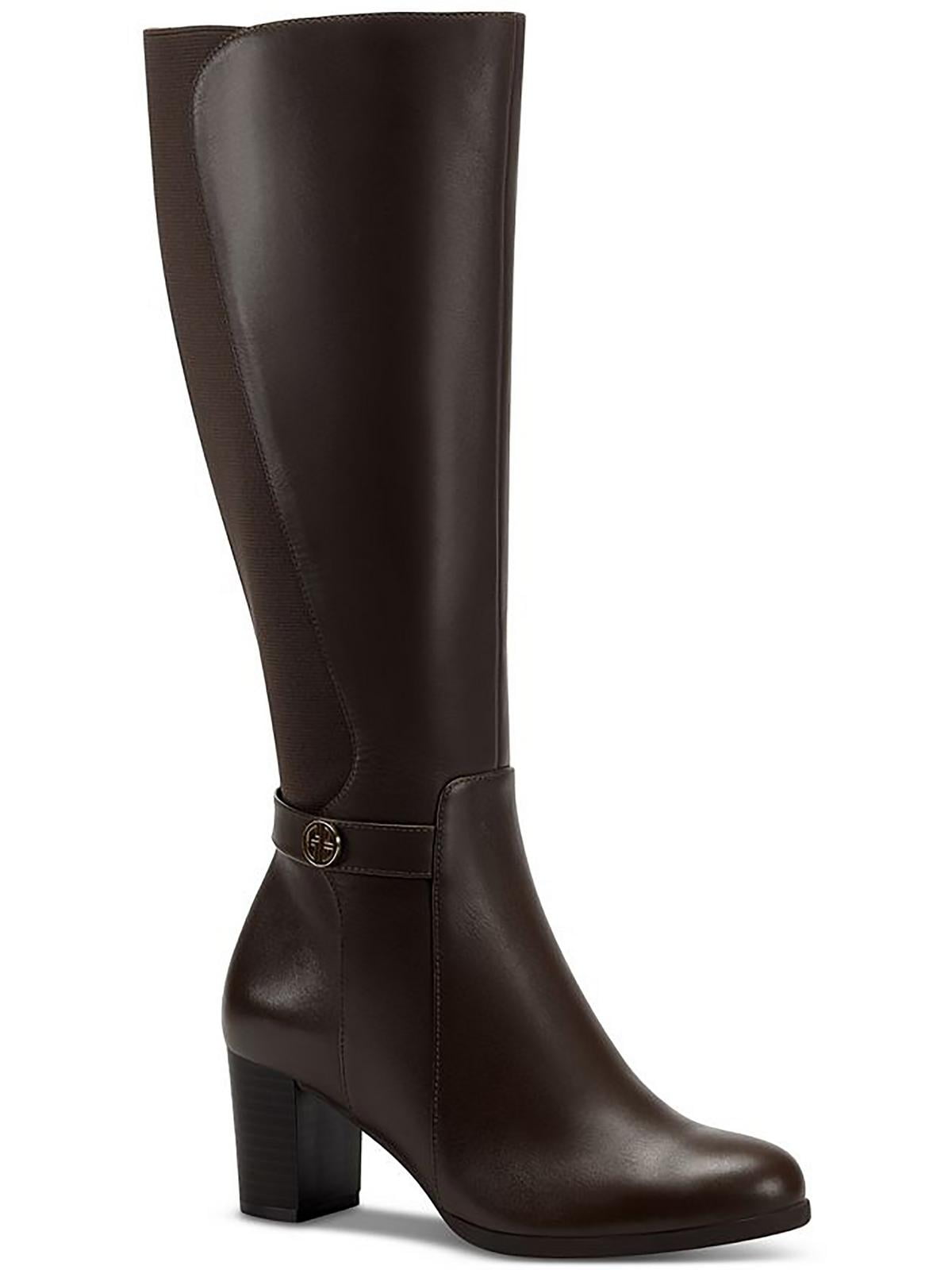 GIANI BERNINI Womens Brown Buckle Accent Barnibee Round Toe Block Heel Zip-Up Leather Riding Boot M main image 1