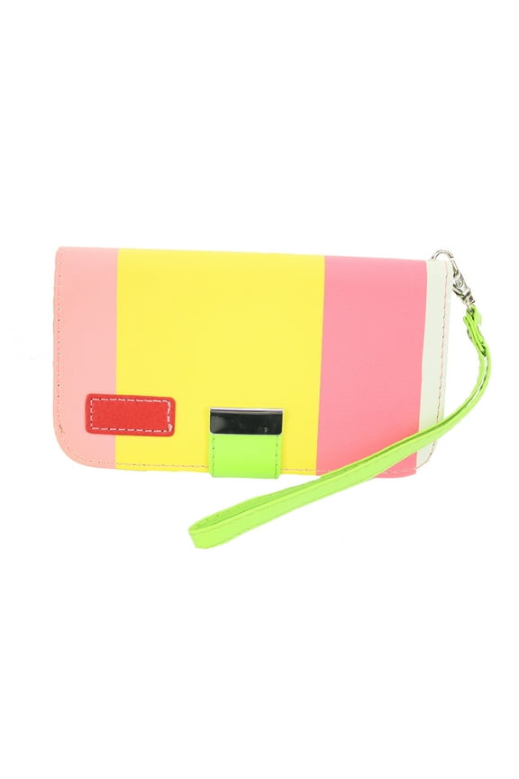Womens Pink-Multicolor Striped Wallet OSFA
