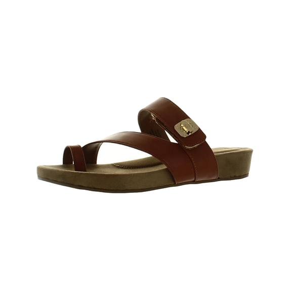 Giani Bernini Womens Rilleyy Faux Leather Toe Loop Slide Sandals