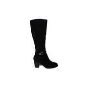 Giani Bernini Womens Rozario Leather Almond Toe Knee High, Black Suede, Size 8.5