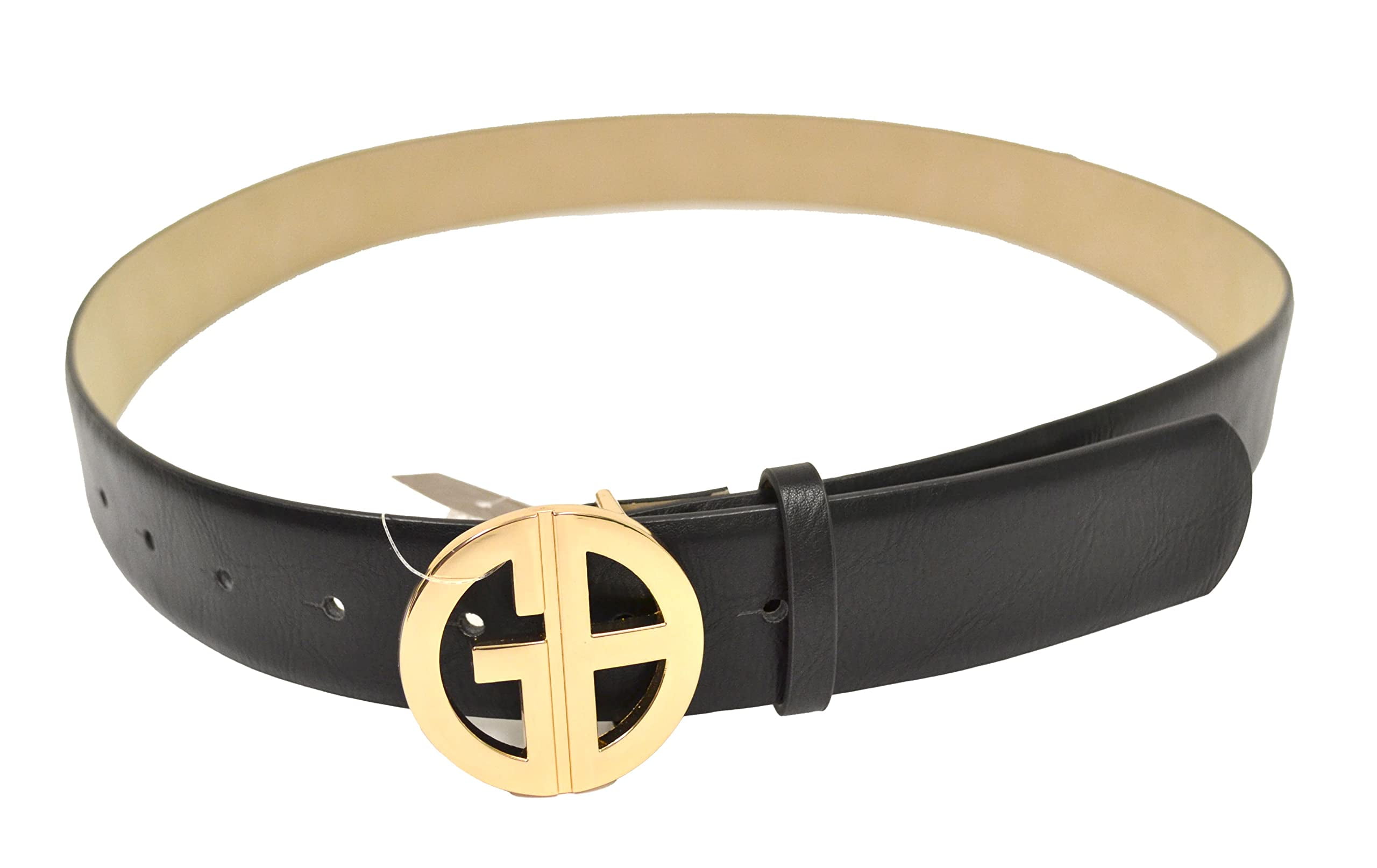 Giani Bernini Womens Signature-Buckle Panel Belt Black Large  display picture 1