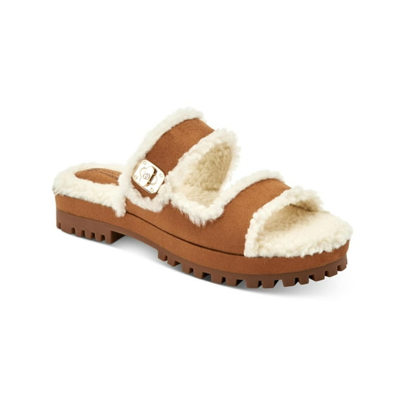 Giani Bernini Womens Tameenna Faux Fur Memory Foam Slide Sandals