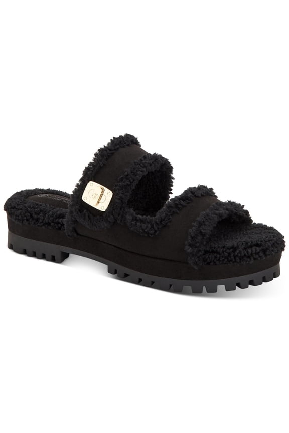 Womens Tameenna Faux Fur Memory Foam Slide Sandals