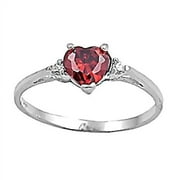 TRUSTMARK JEWELERS Gianna: 0.81ct Heart Cut Simulated Red Fire Garnet CZ Promise Friendship Ring sz 4.0