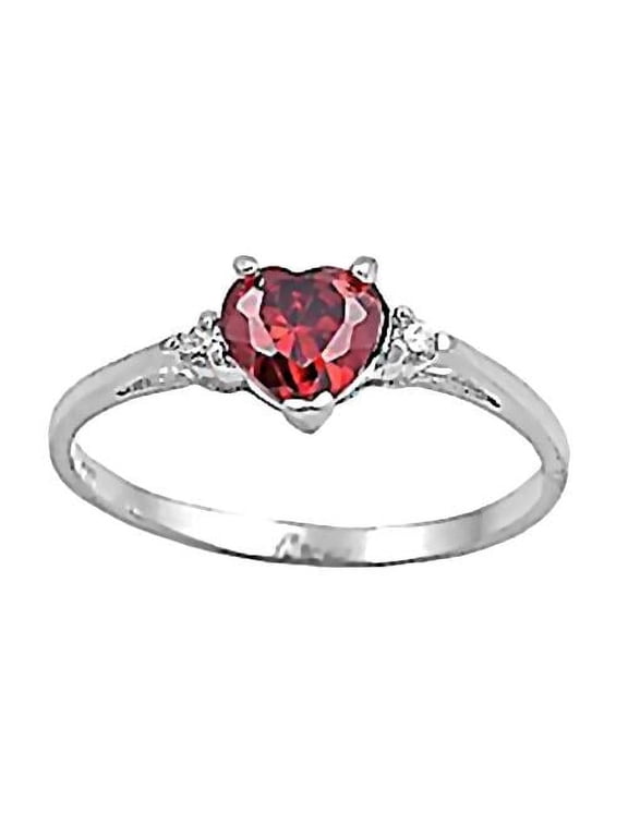 Gianna: 0.81ct Heart Cut Simulated Red Fire Garnet CZ Promise Friendship Ring sz 9.0