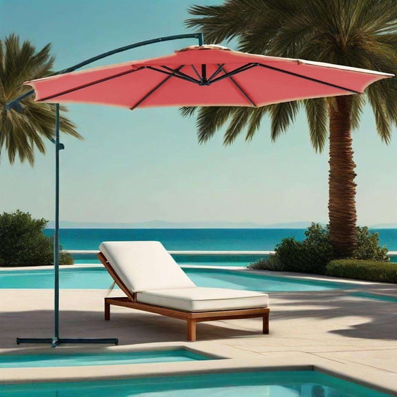 Gianna 10FT Patio Umbrellas, 8 Ribs, UV Protection for Pool Garden Backyard Market, Red