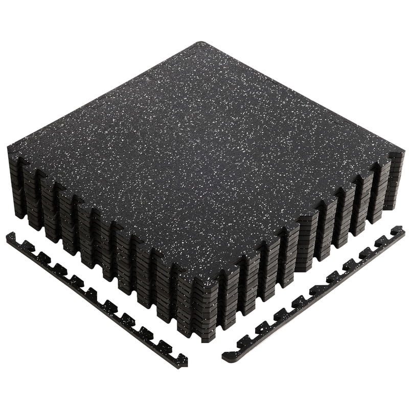 Gianna 12Pcs 1/2"Thick Gym Flooring Mats，Exercise Yoga Mat，Black-1