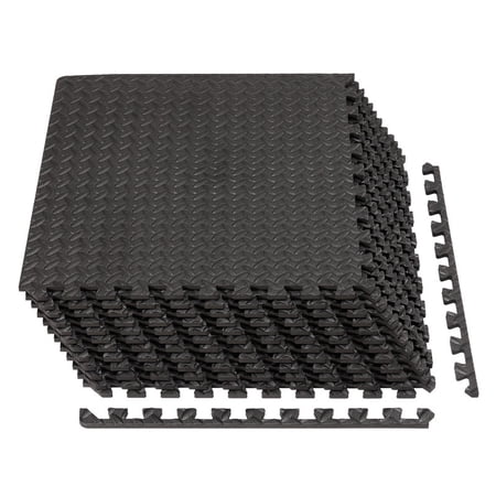 Gianna 12Pcs 1/2"Thick Gym Flooring Mats,Exercise Yoga Mat,Black-2