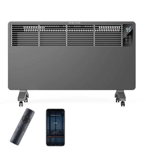 Gianna 1500W Half-Mesh Electric Space Heater,Convection Panel Heater with Remote Control,Wall-Mounted or Freestanding,3 Heat Modes,Adjustable Thermostat,25H Timer,Overheat&Tip-Over Protection,Gray