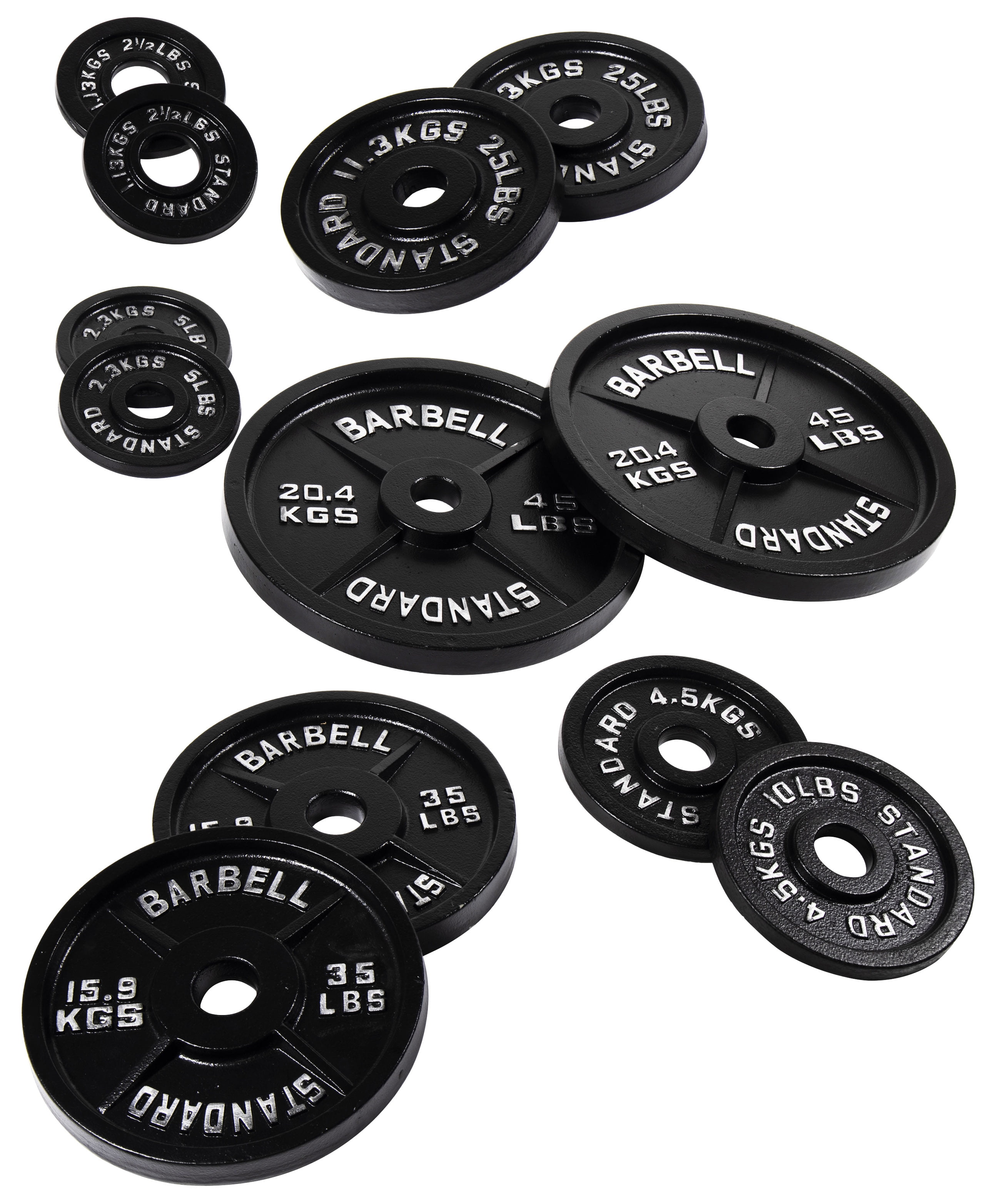 Gianna 2-Inch Olympic Cast Iron Weight Plate for Strength Training & Powerlifting, Durable Gym Weights, 45LBS Set