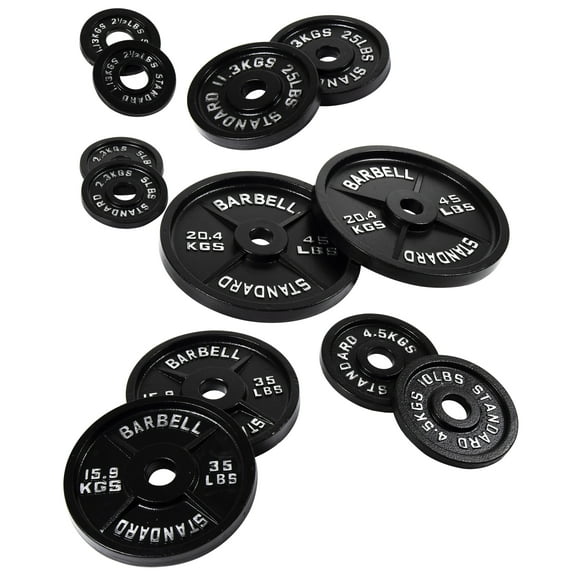 Gianna 2-Inch Olympic Cast Iron Weight Plate for Strength Training & Powerlifting, Durable Gym Weights, 45LBS Set