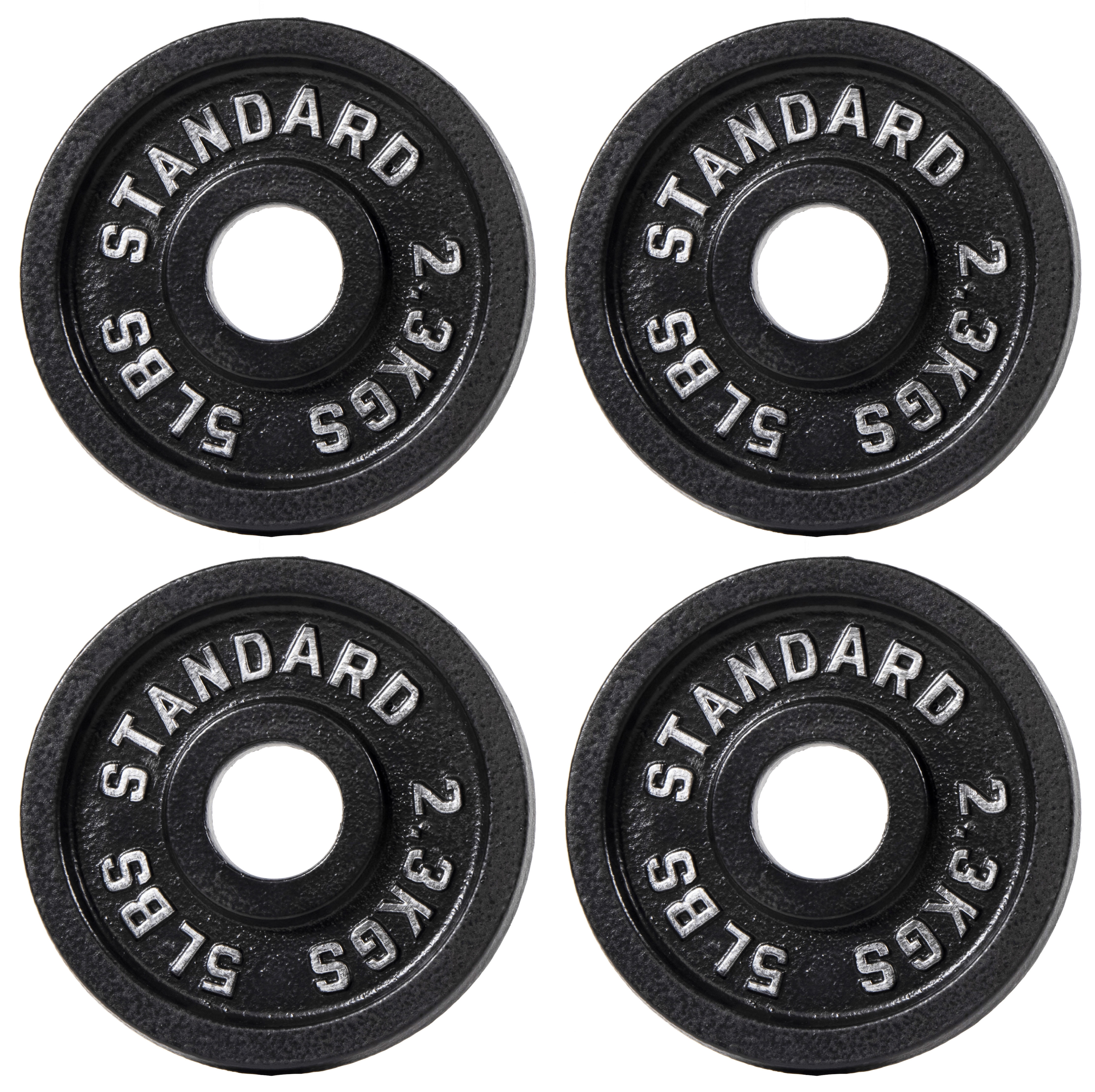 Gianna 2-Inch Olympic Cast Iron Weight Plate for Strength Training & Powerlifting, Durable Gym Weights, 5LBS, 4-Pack