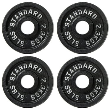 Gianna 2-Inch Olympic Cast Iron Weight Plate for Strength Training & Powerlifting, Durable Gym Weights, 5LBS, 4-Pack