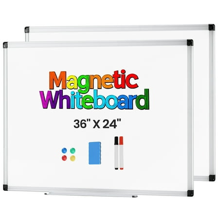 Gianna 2 Pack 36 X 24 Inches Magnetic Dry Erase Board with Aluminum Frame, Whiteboard for Home School