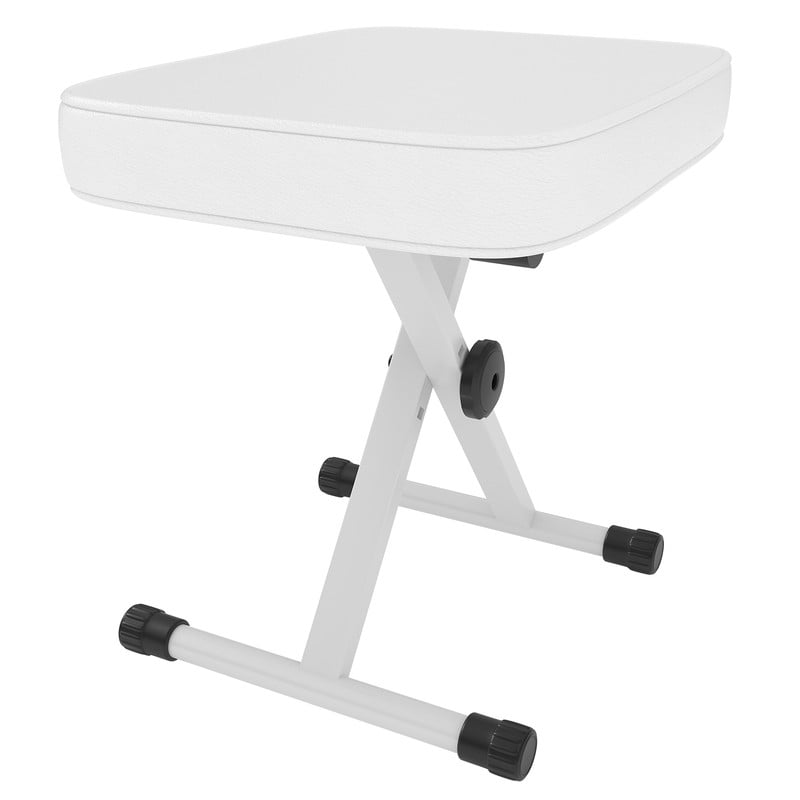 Gianna 2 Pack Portable Adjustable Piano Bench, Folding Keyboard Stool with Thick Padded Seat, Non-Slip Feet, White