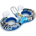 thumbnail image 1 of Gianna 2 Person Inflatable River Float with Removable Cooler and 2 Cup Holders, Supportive Backrest, Durable Handles, Heavy Duty Lake Pool Tube with GRAP Rope，Blue and White, 1 of 7