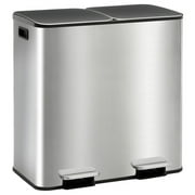 Gianna 2 x 10.6 Gallon Kitchen Trash Can with Lid, Stainless Steel Garbage Can with Soft-Close Lid & Removable Inner Buckets, Dual Compartment Step-on Waste Bins for Kitchen Bathroom Bedroom Office