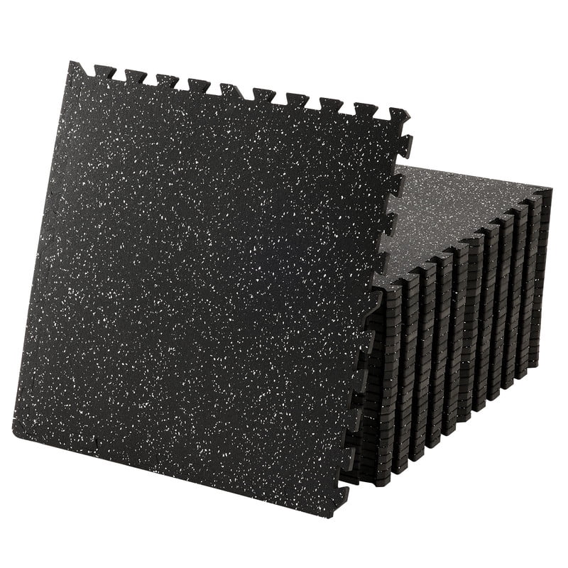 Gianna 24Pcs 1/2"Thick Gym Flooring Mats，Exercise Yoga Mat，Black-1