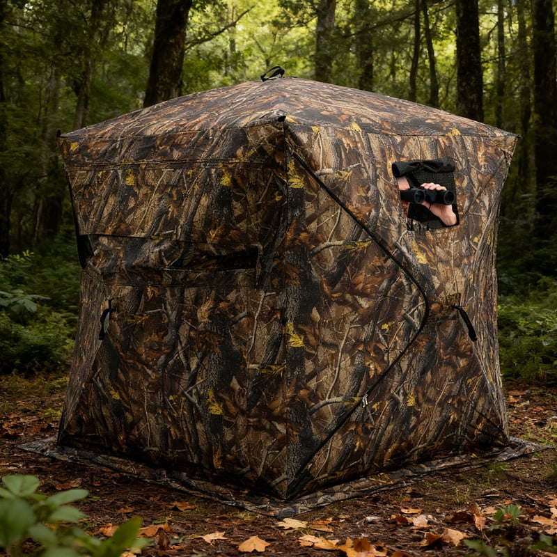 Gianna 270°See Through Hunting Blind, 2-3 Person Pop Up Camouflage Tent with Carrying Bag, Portable Hunting Tent with Accessory Bag