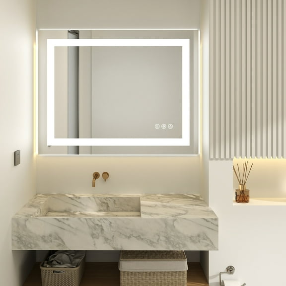 Gianna 28"x 36" LED Bathroom Mirror with Anti-Fog and Backlit Memory Function Tempered Glass
