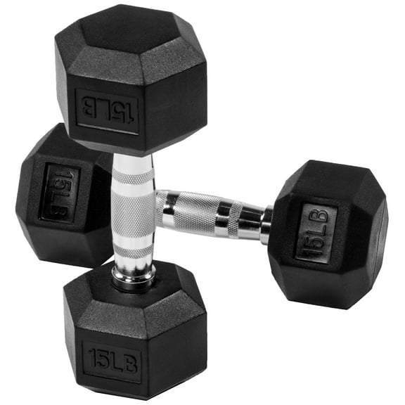 Gianna 2Pcs 15 lbs Hex Dumbbells with Rubber Coated, Hand Weights for Exercises and Fitness