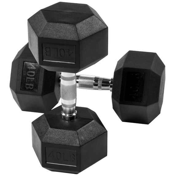 Gianna 2Pcs 40 lbs Hex Dumbbells with Rubber Coated, Hand Weights for ...