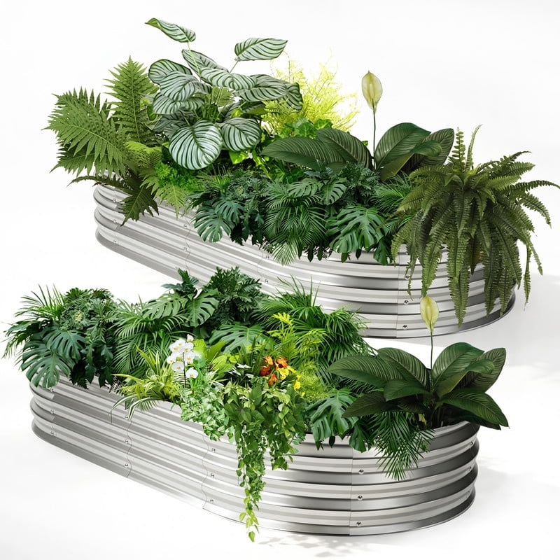 ＊新品⭐️glamorous garden / size S ＊ Gianna 2Pcs 6x3x1ft Galvanized Metal Raised Garden Bed,Oval