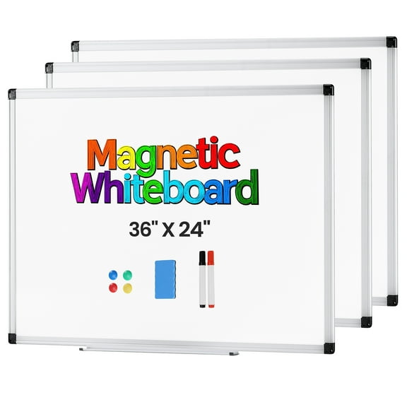 Gianna 3 Pack 36 X 24 Inches Magnetic Dry Erase Board with Aluminum Frame, Whiteboard for Home School