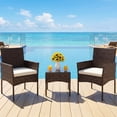 thumbnail image 1 of Gianna 3-Piece Patio Furniture Set, Outdoor Wicker Rattan Chairs with Removable Cushion & Glass Table, Conversation Furniture for Porch, Garden, Backyard, Poolside - Brown, 1 of 6