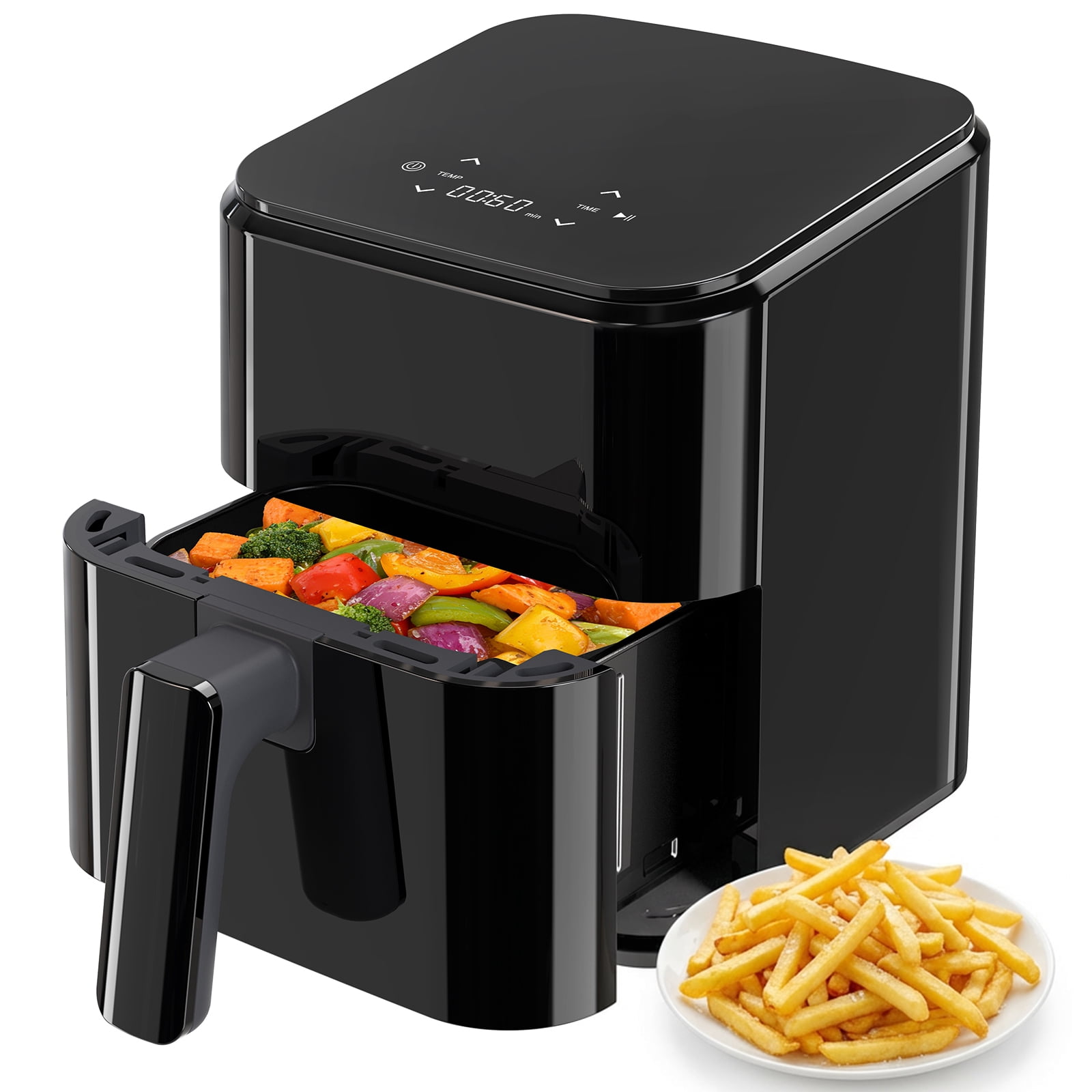 Gianna 3 Qt Air Fryer, 4-in-1 Air Fry, Roast, Reheat & Dehydrate, Nonstick Basket, Black