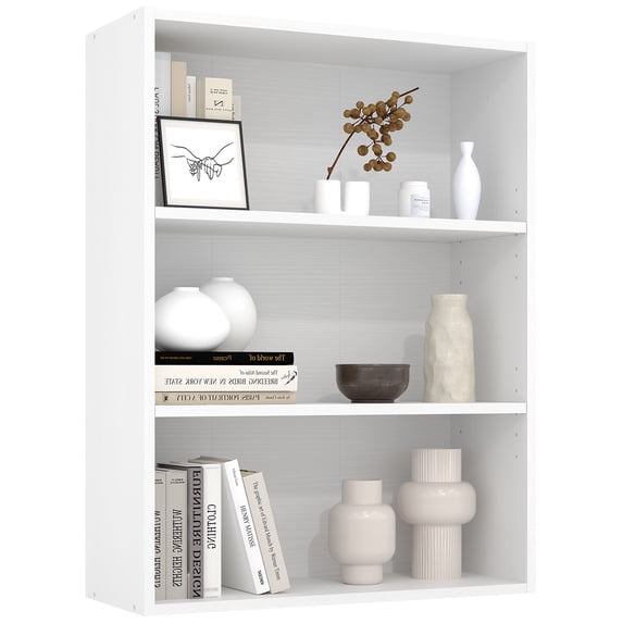 Gianna 3-Tier Bookshelves with Adjustable Shelves, Floor Standing Bookcase for Home & Office Storage, White