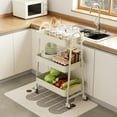 thumbnail image 1 of Gianna 3 Tier Rolling Storage Cart with Lockable Wheels and Handle for Kitchen Bathroom, 1 of 7