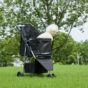 Gianna 3-Wheel Pet Stroller for Dogs, Jogging Stroller with Breathable Mesh Window, Large Storage Basket and Cup Holder
