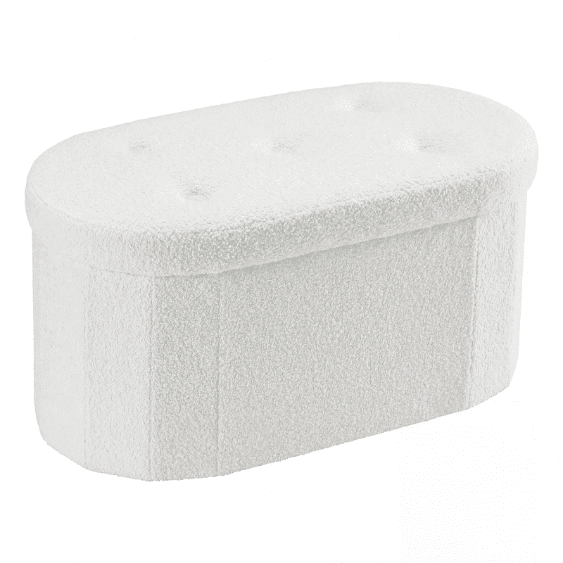 Gianna 30 Inch Ottoman with Storage, Folding Foot Rest for Living Room & Bedroom, Versatile Home Bench, White
