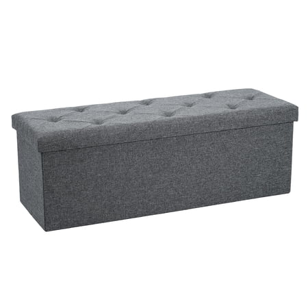 Gianna 30 Inches Folding Storage Ottoman Bench, Storage Chest, Foot Rest Stool, Bedroom Bench with Storage, Gray