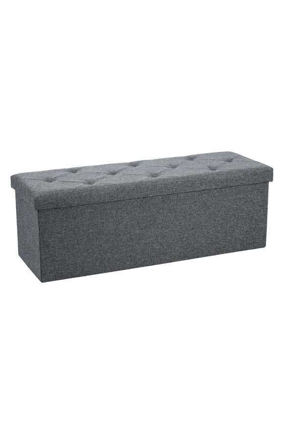 30 Inches Folding Storage Ottoman Bench, Storage Chest, Foot Rest Stool, Bedroom Bench with Storage, Gray