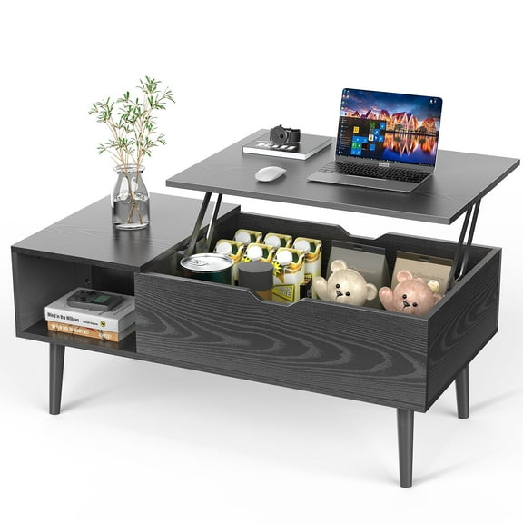 JOINSUN Wood Lift Top Coffee Table with Hidden Compartment and Adjustable Storage Shelf