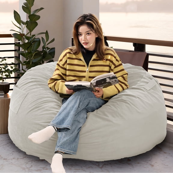 JIOABL 3FT Sofa Bean Bag Chair , Oversized Beanbag for Adults with Soft Removable Cover, Gray